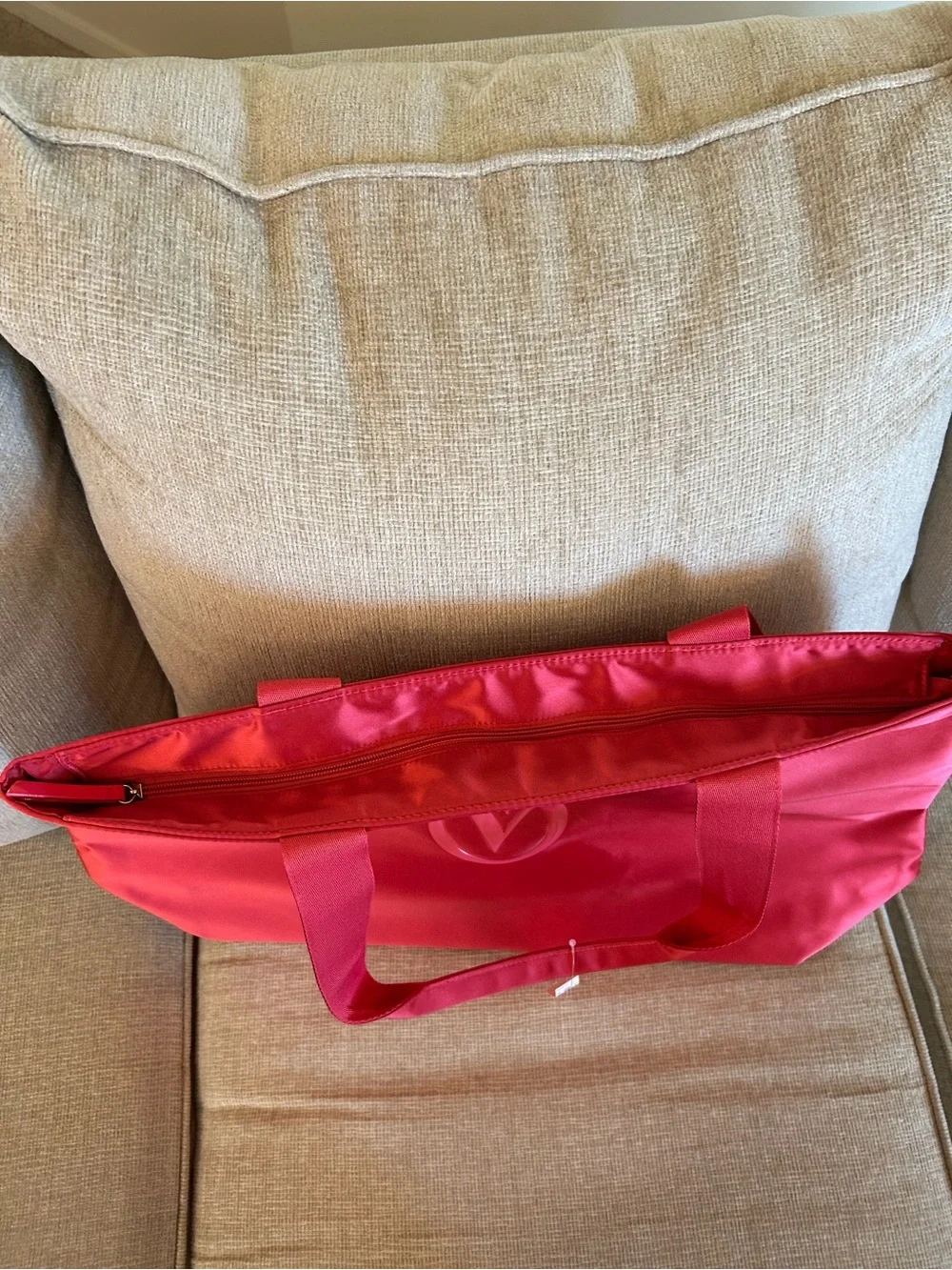 Victoria's Secret Red Embossed VS Logo Tote